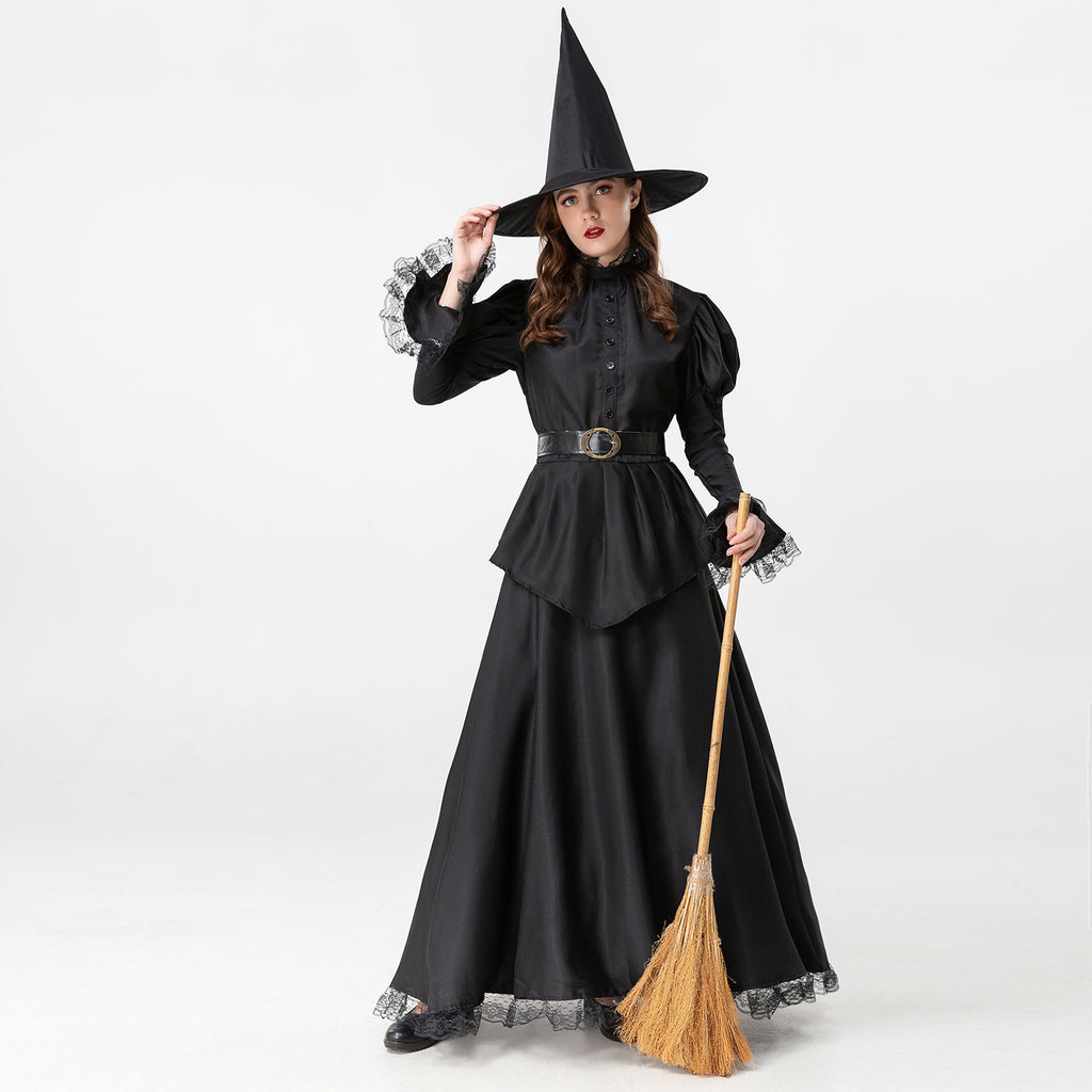 Halloween Cosplay Costume for Women Black Witch Outfit Adult Female Witch Costume Set
