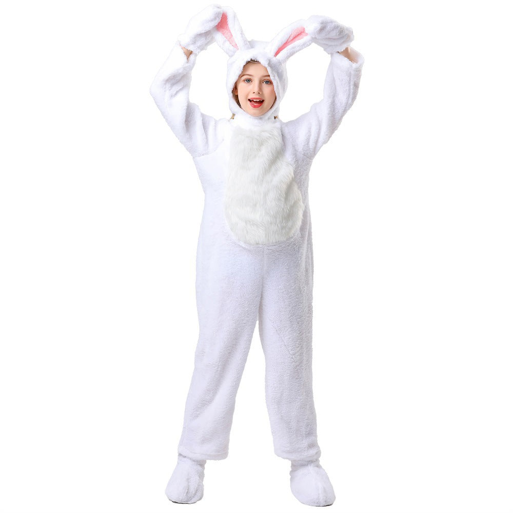 Children's Animal Onesie White Rabbit Kindergarten Performance Costume Little Rabbit Children's Stage Costume