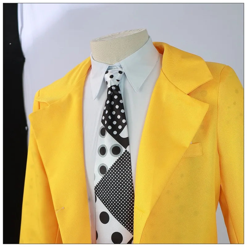 The Mask Cosplay Costume Halloween Jim Carrey Cosplay Uniform Anime Costumes Yellow Trench Hat Carnival Party Mask for Men