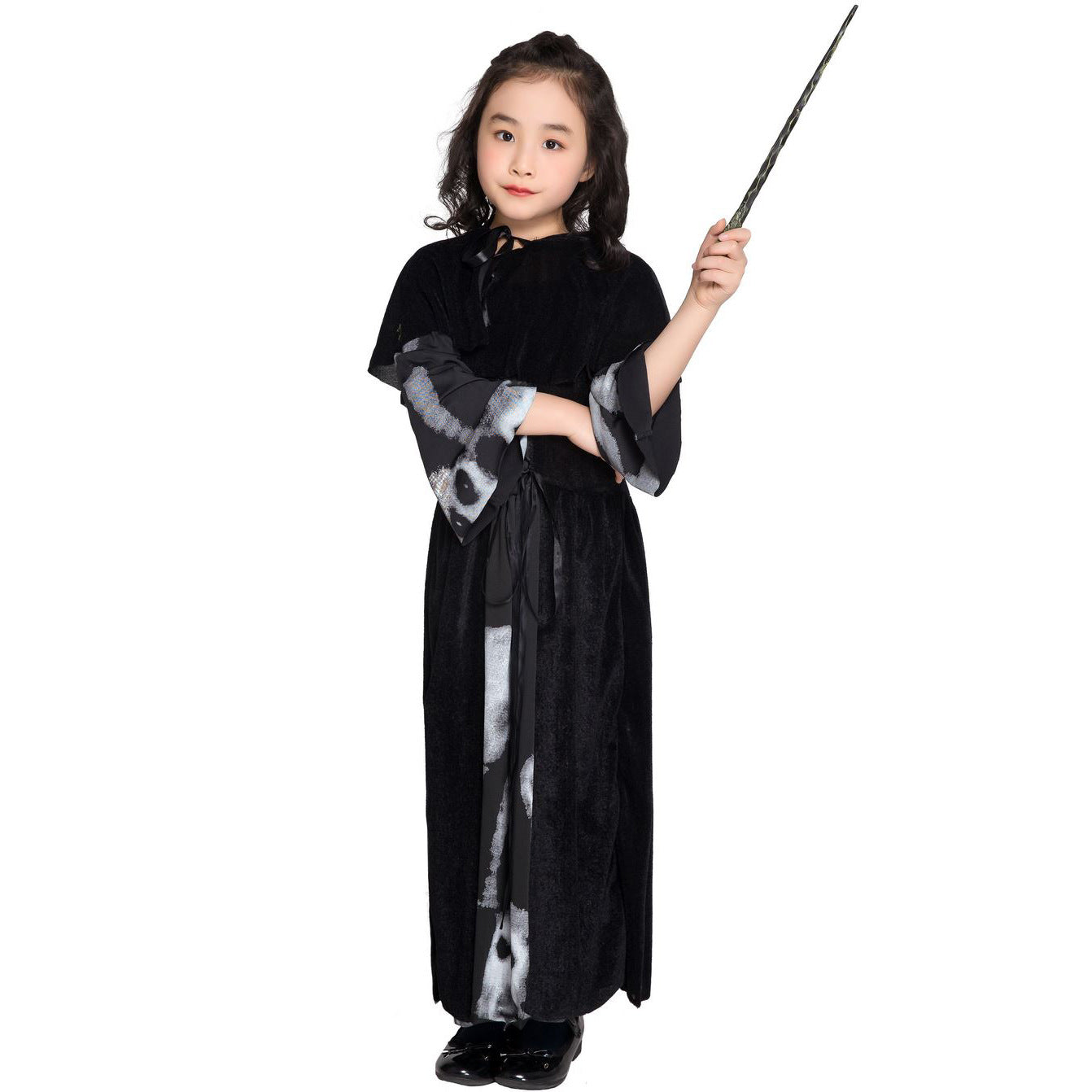 Kids Skull Print Witch Costume