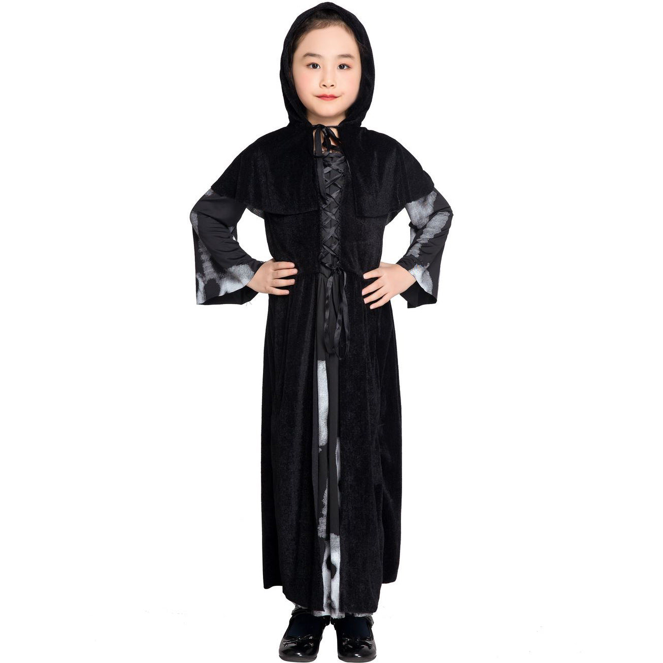 Kids Skull Print Witch Costume