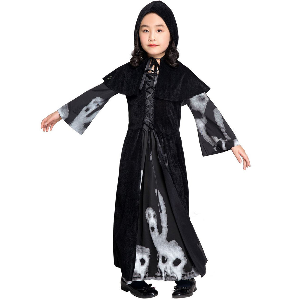 Kids Skull Print Witch Costume