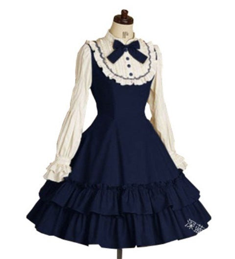 Maid COS costume anime little sister simple fashion pleated design anime women's clothing medieval COS costume maid costume