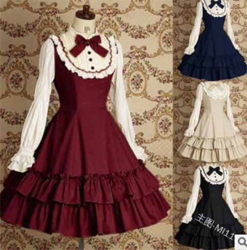 Maid COS costume anime little sister simple fashion pleated design anime women's clothing medieval COS costume maid costume
