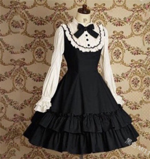 Maid COS costume anime little sister simple fashion pleated design anime women's clothing medieval COS costume maid costume