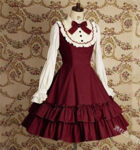 Maid COS costume anime little sister simple fashion pleated design anime women's clothing medieval COS costume maid costume