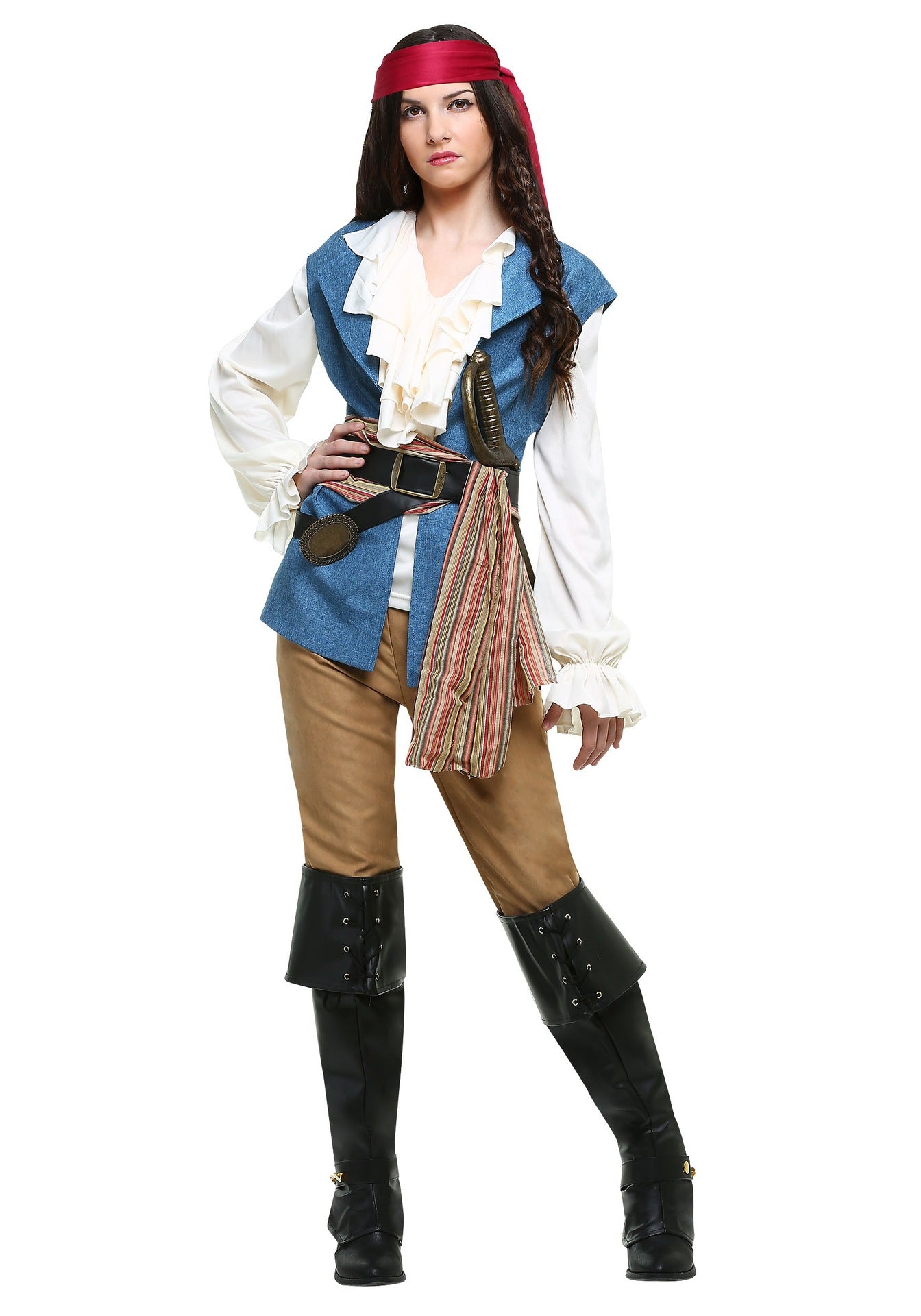 Halloween pirate costume adult female Caribbean pirate look blue female pirate captain costume nightclub costume