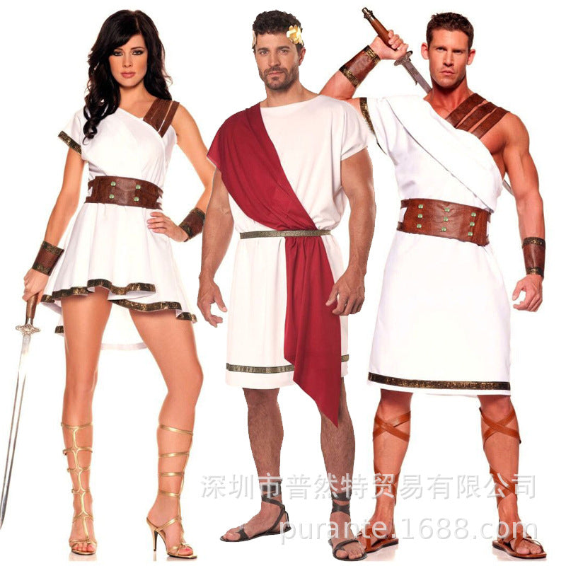 2019 New Halloween cosplay ancient Greek King gladiator costume couple outfit stage costume