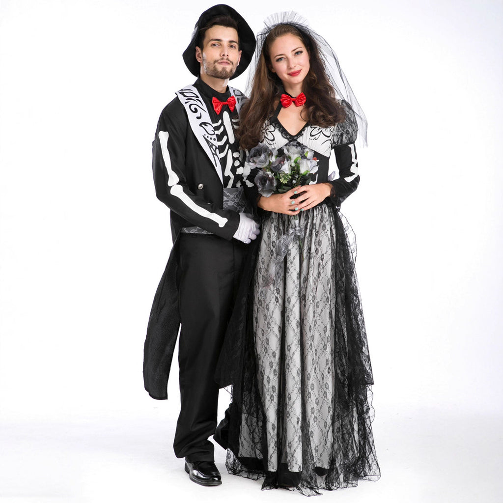 Halloween Zombie Bride Skeleton Costume Party Cosplay Wizard Men Women Couple Chaplin Role Play Costume