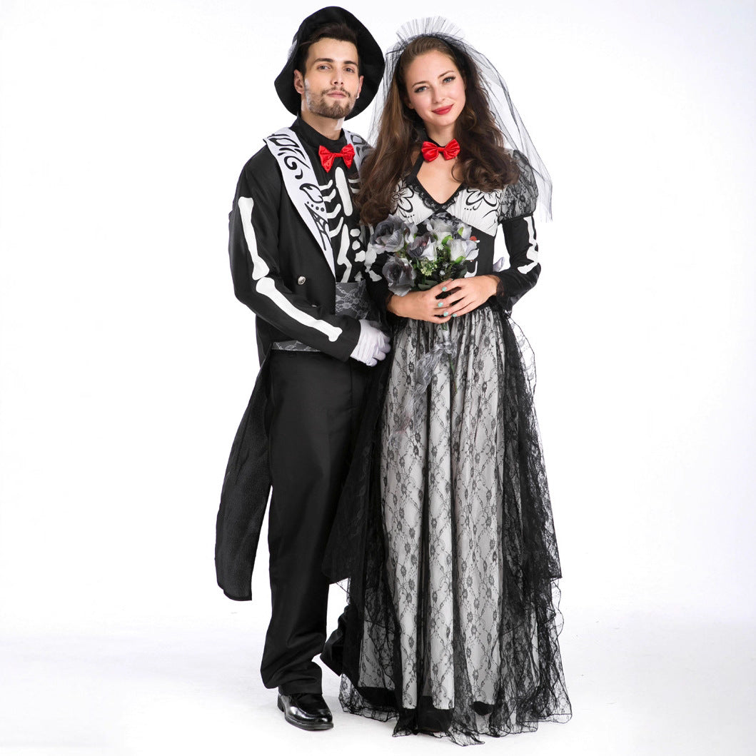 Halloween Zombie Bride Skeleton Costume Party Cosplay Wizard Men Women Couple Chaplin Role Play Costume