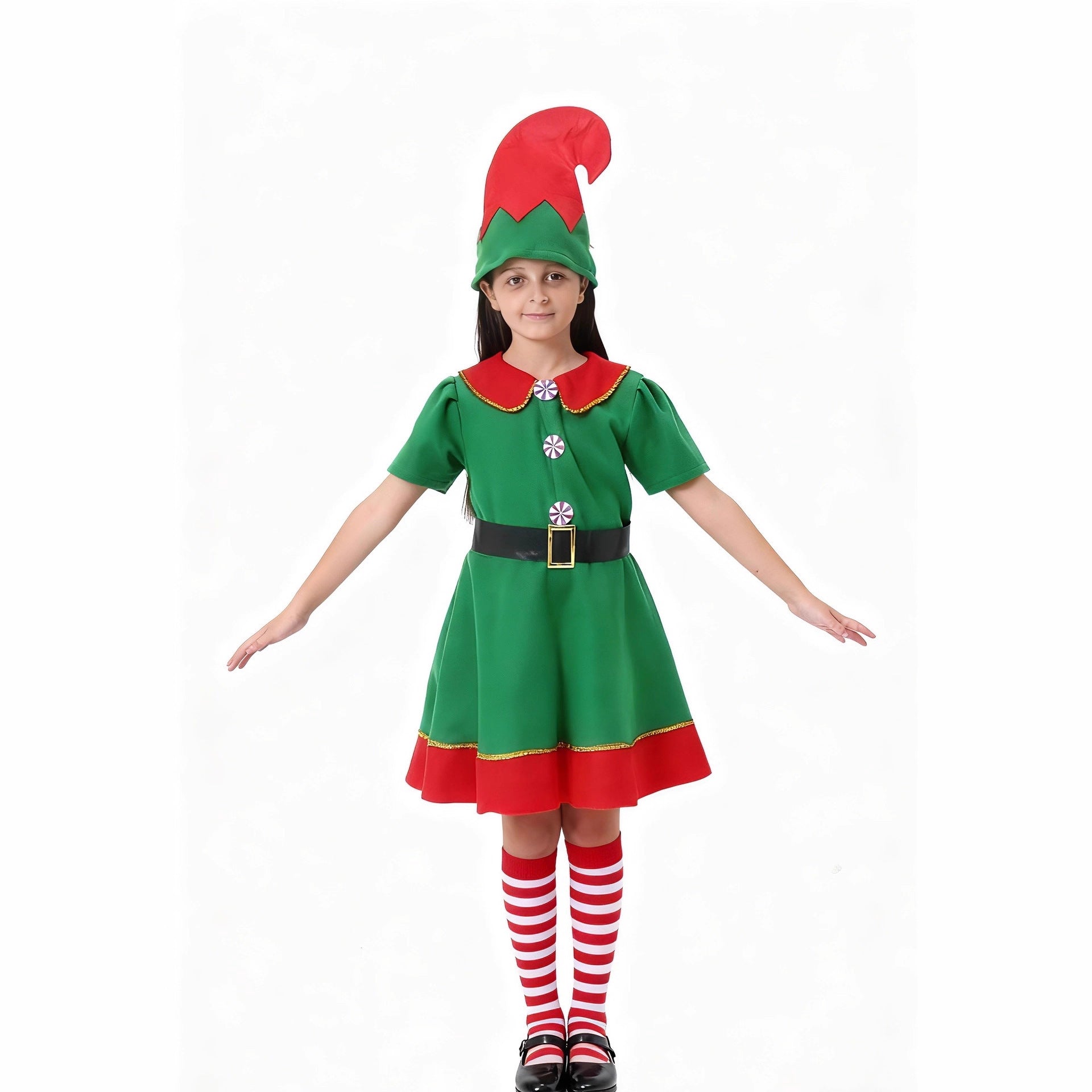Halloween Costume Christmas Girl Green Elf Cosplay Costume Kindergarten Stage Performance Costume Ready Stock