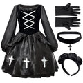 Halloween Adult Costume Gothic Style Ghost Bride Outfit Dark Black Devil Costume Witch Costume Vampire Cross