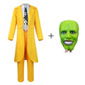 The Mask Cosplay Costume Halloween Jim Carrey Cosplay Uniform Anime Costumes Yellow Trench Hat Carnival Party Mask for Men