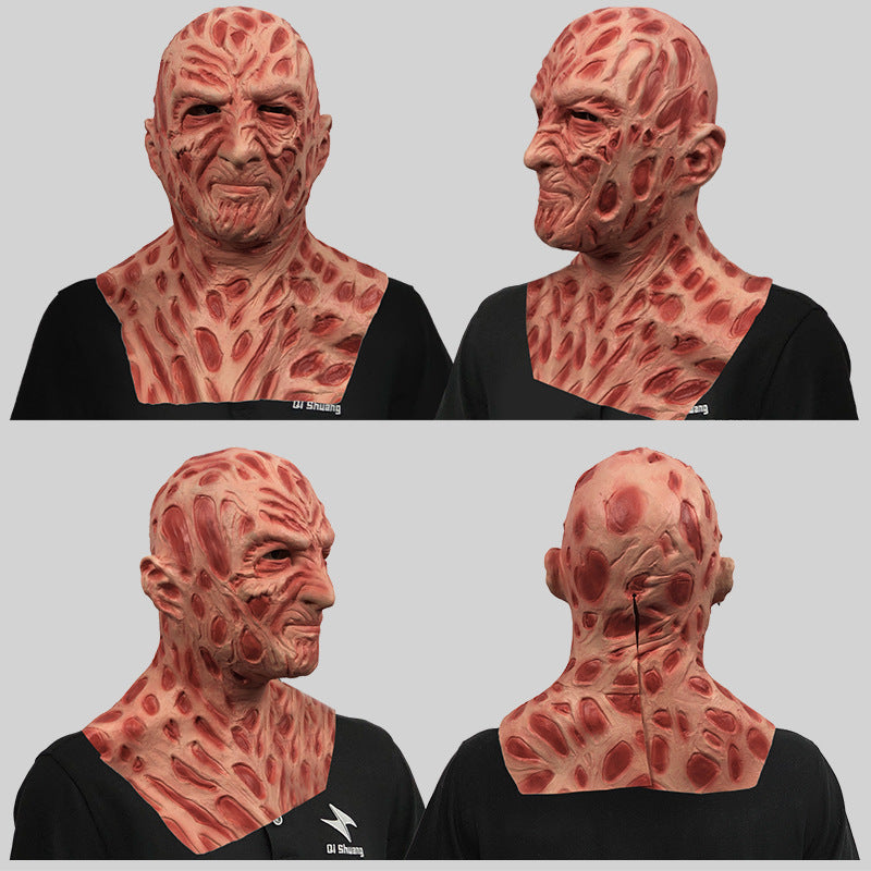Freddy horror mask, full face headgear, makeup ball, scary demon, funny face, Halloween party, parody props