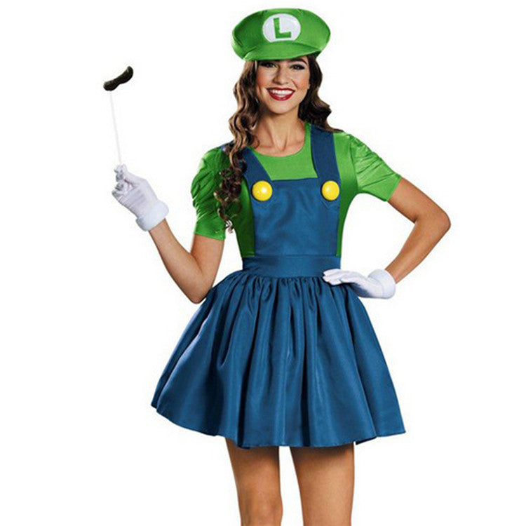 Masquerade Halloween costume bar party Super Mary costume annual party Mario clothes