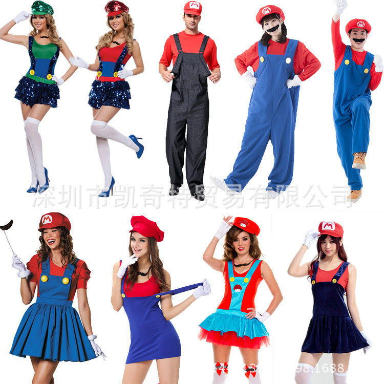 Masquerade Halloween costume bar party Super Mary costume annual party Mario clothes