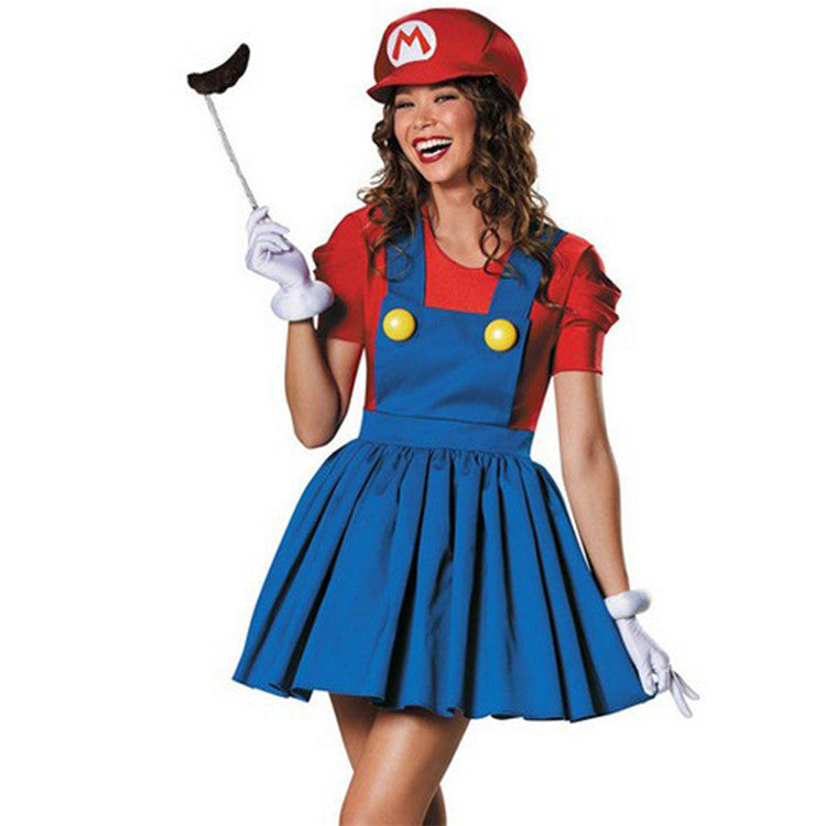 Masquerade Halloween costume bar party Super Mary costume annual party Mario clothes