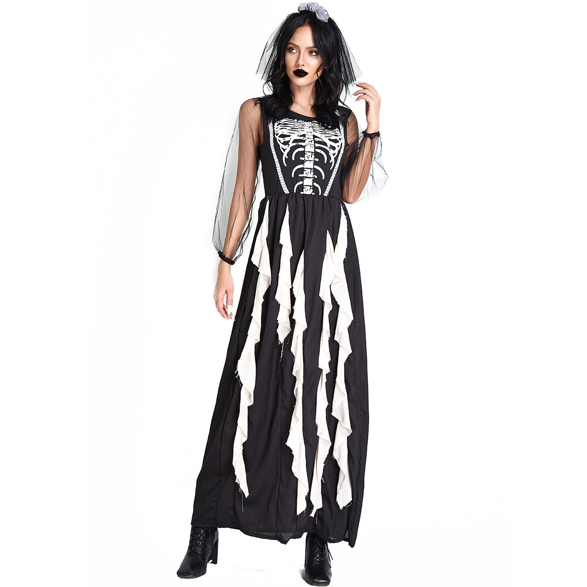 Women's Vampire Demon Skeleton Bride Stage Costume