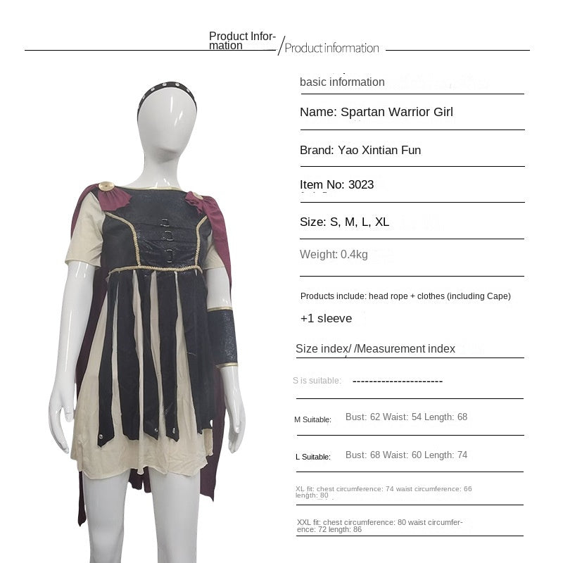 Spartan Warrior Costume Halloween Costume Cosplay Costume Performance Costume Roman Gladiator Costume Matador