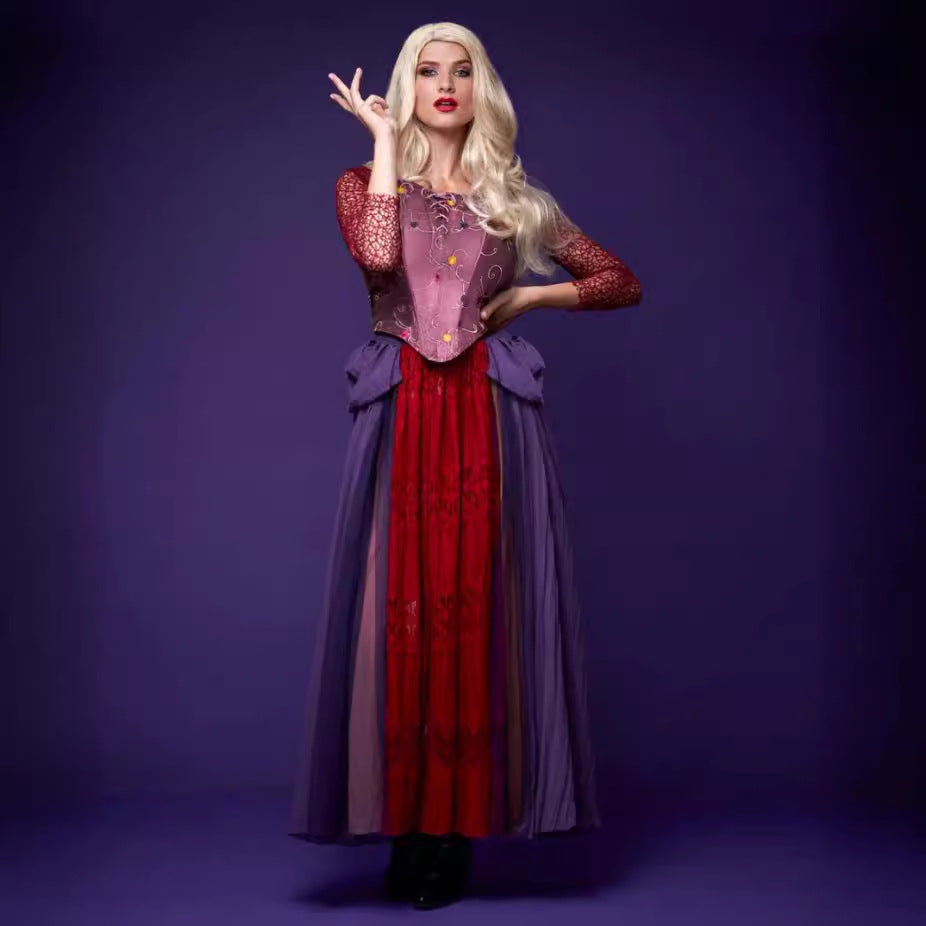 Halloween Costume New Cosplay Witchy Madness Fred Dress Medieval Princess Long Dress Performance Costume