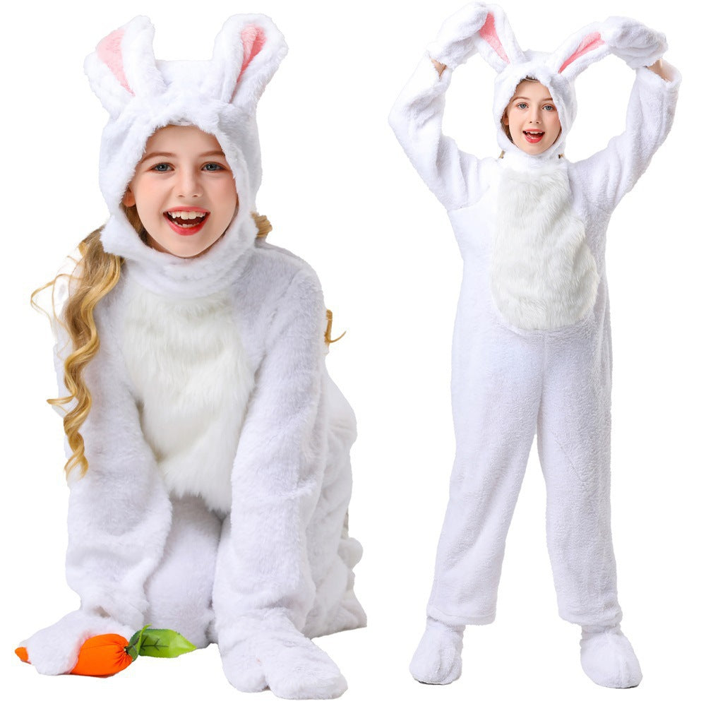 Children's Animal Onesie White Rabbit Kindergarten Performance Costume Little Rabbit Children's Stage Costume