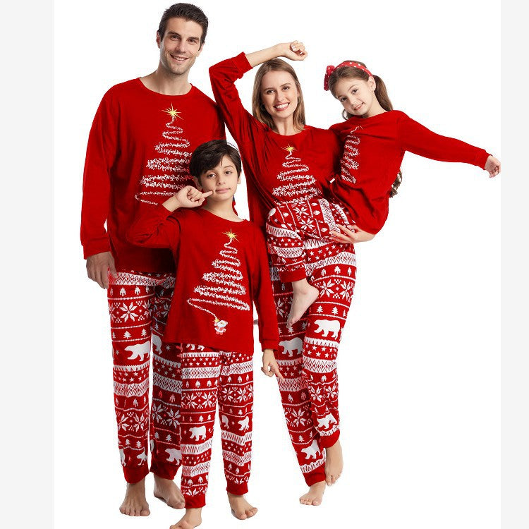 New Year Autumn and Winter Parent Child Costume Family Costume Christmas Cotton Parent Child Costume Pajama