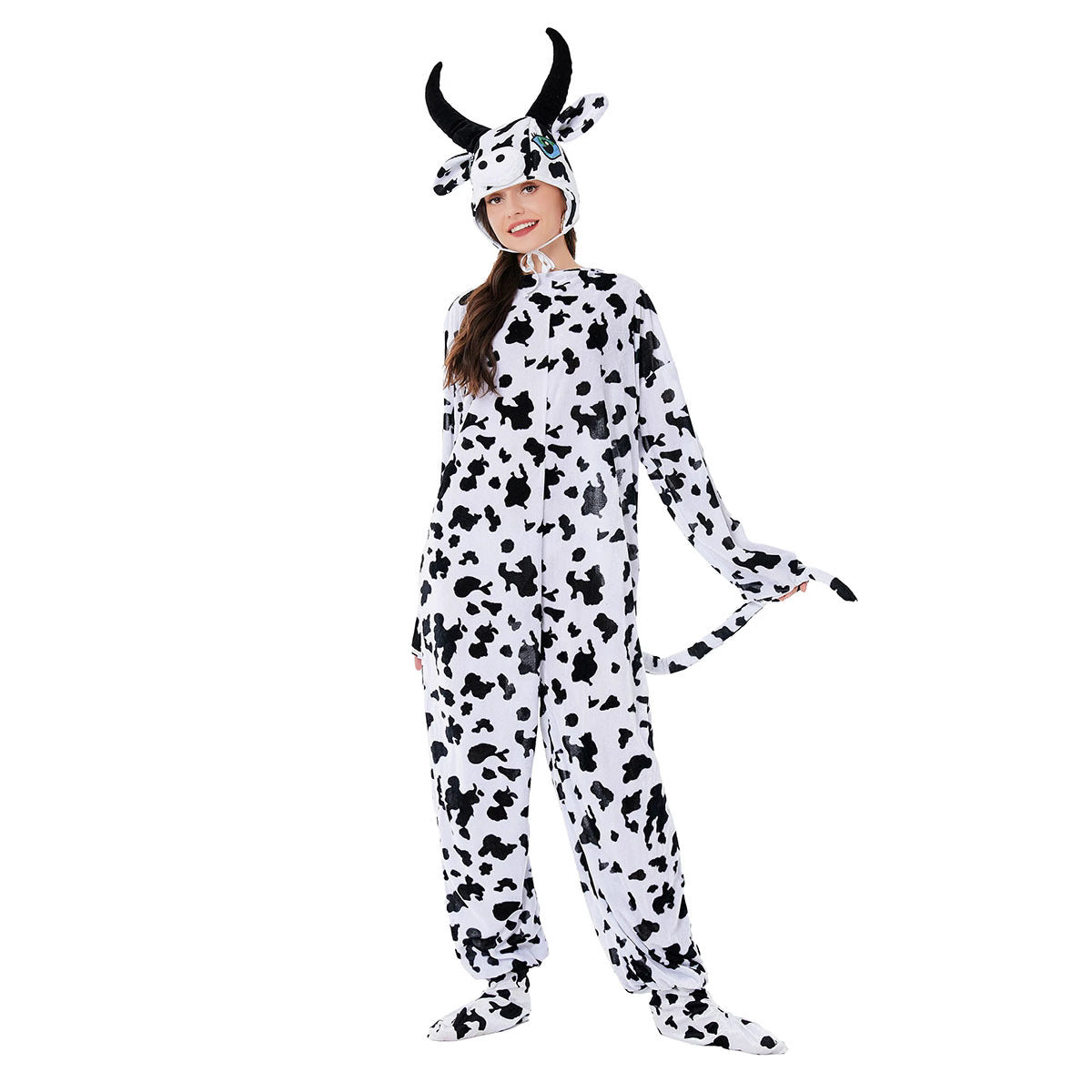 Halloween Party Performance Costume for Women, Cute Cow Animal Outfit, Adult Female Dancer Costume