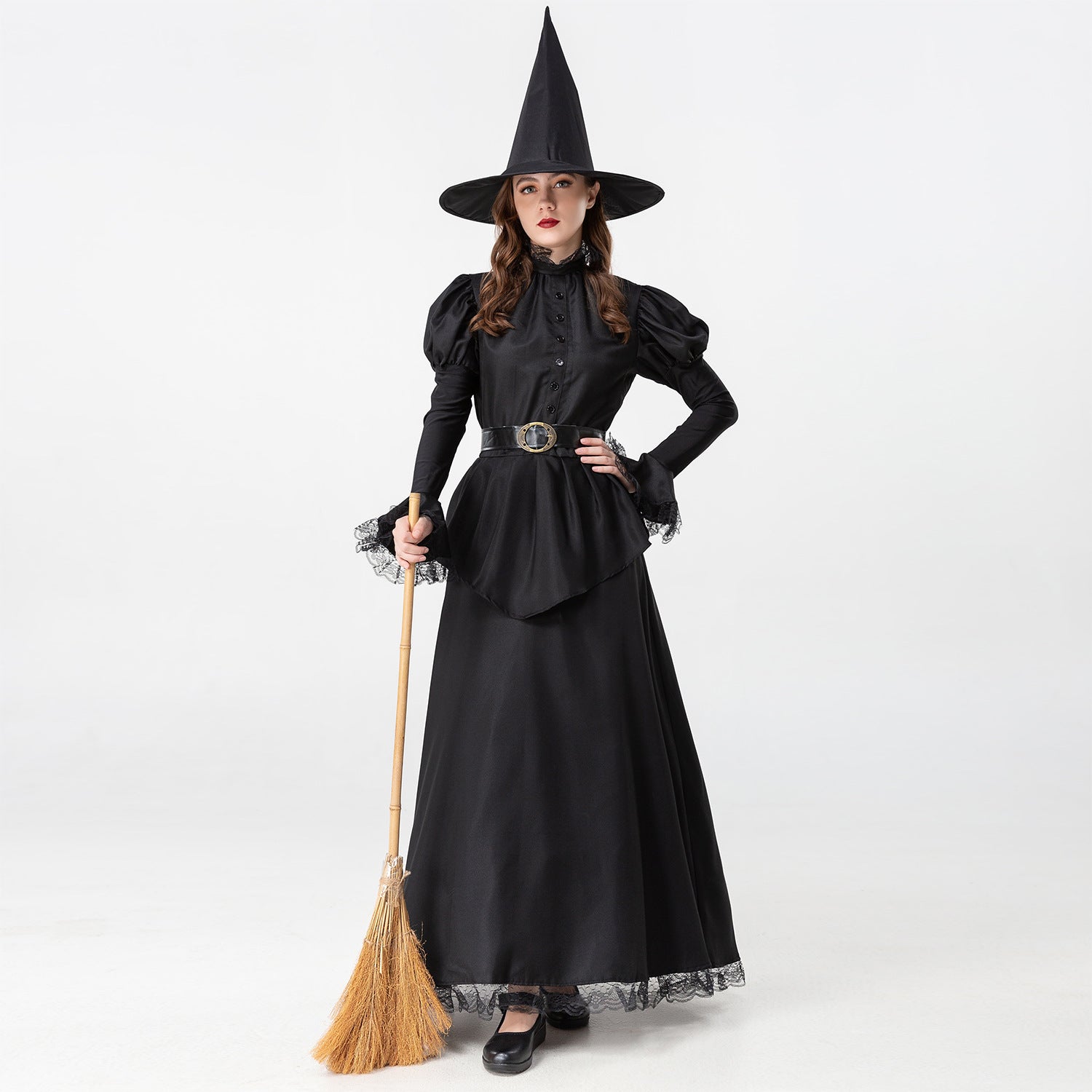 Halloween Cosplay Costume for Women Black Witch Outfit Adult Female Witch Costume Set