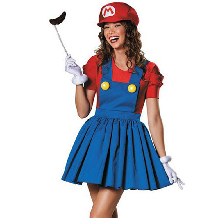 Masquerade Halloween costume bar party Super Mary costume annual party Mario clothes