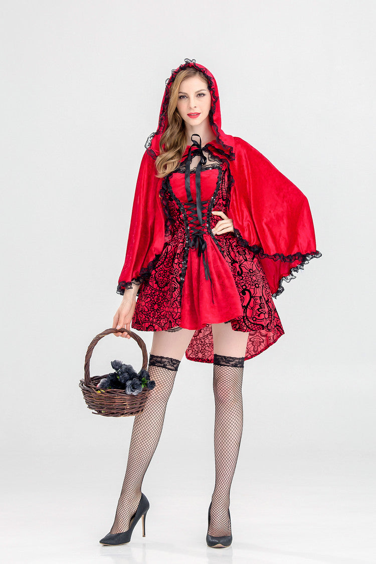 Halloween Little Red Riding Hood Performance Costume Adult Cosplay Party Nightclub Dance Queen Costume