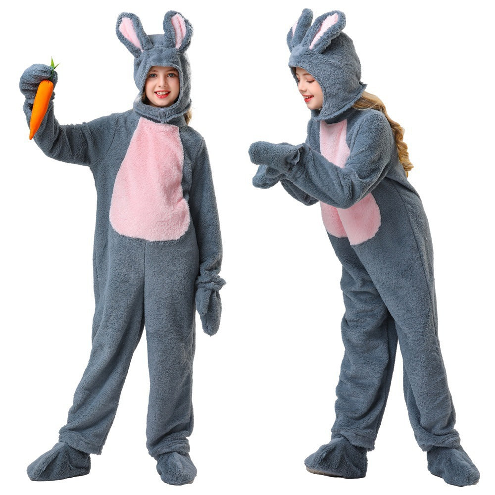 Children's Animal Onesie White Rabbit Kindergarten Performance Costume Little Rabbit Children's Stage Costume