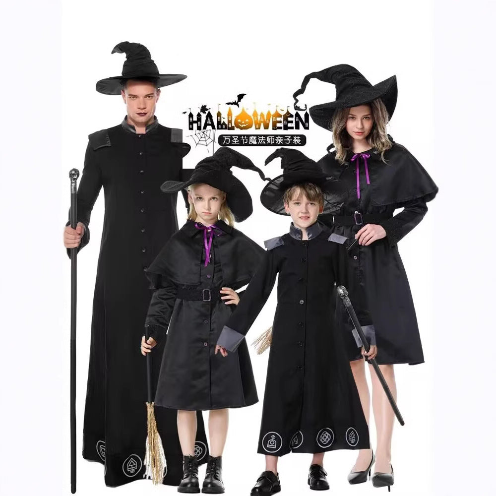 Halloween Costume Long Robe Wizard Witch Performance Costume Witch Parent-Child Outfit