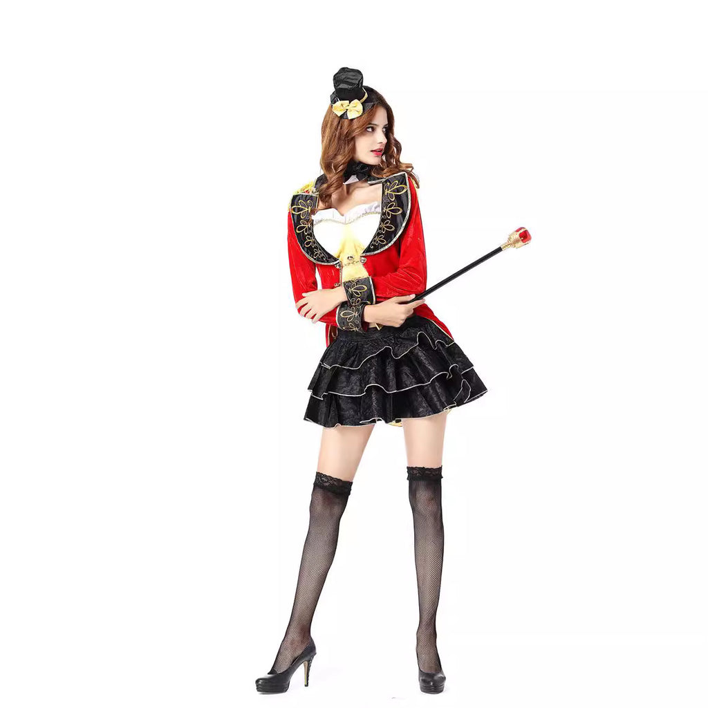 Halloween Cosplay Costume for Men and Women, Couple, British Tailcoat, Circus Animal Tamer Magician Costume