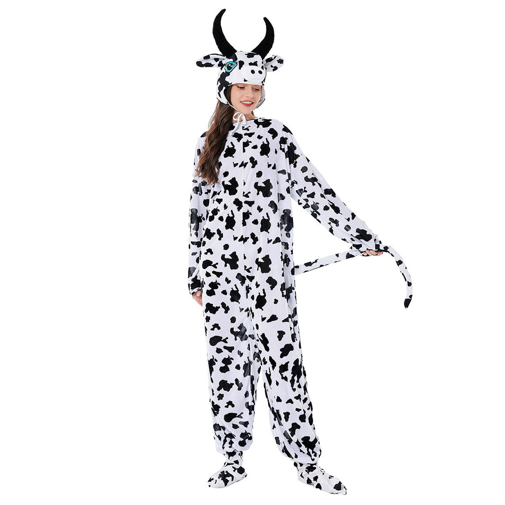 Halloween Party Performance Costume for Women, Cute Cow Animal Outfit, Adult Female Dancer Costume