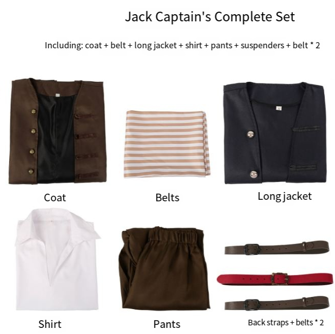 Copy of Cosplay costume Caribbean pirate long sleeved wig pants performance costume cosplay costume