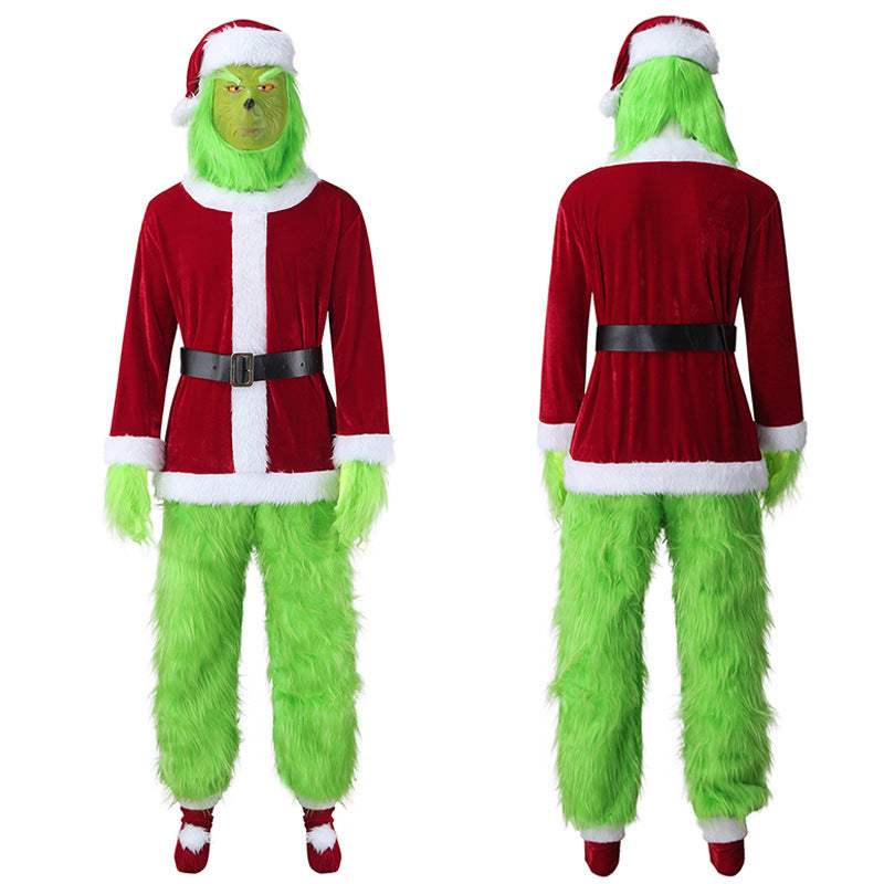 Christmas Costume Long-Haired Monster Cosplay Santa Claus Green Monster Grinch Christmas Performance Costume