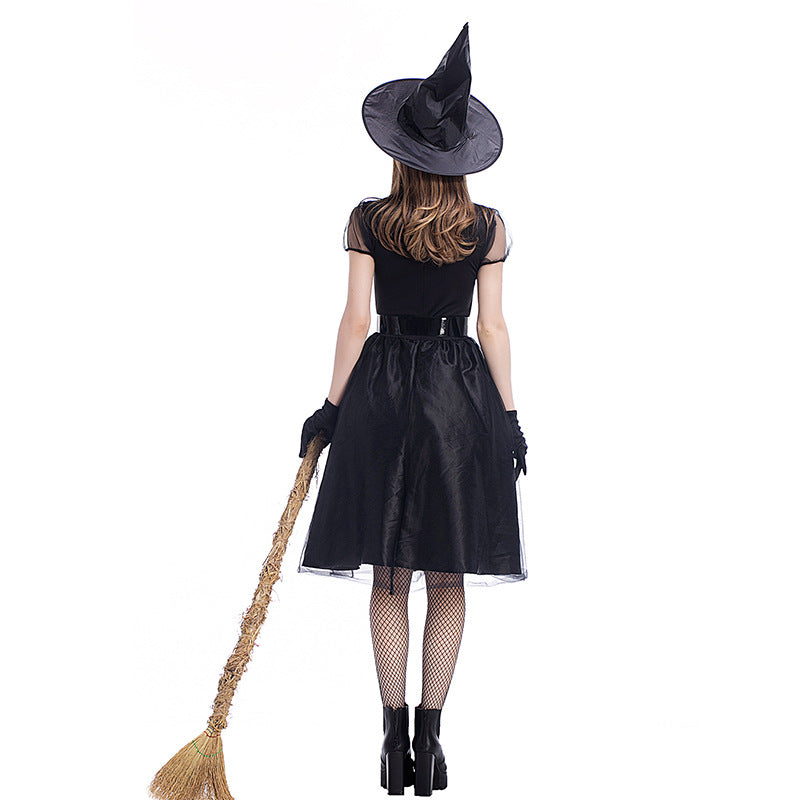 Pixel costume Halloween new black veil witch costume witch costume temperament witch night ghost game clothes spot
