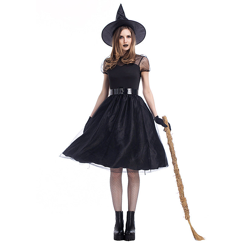 Pixel costume Halloween new black veil witch costume witch costume temperament witch night ghost game clothes spot
