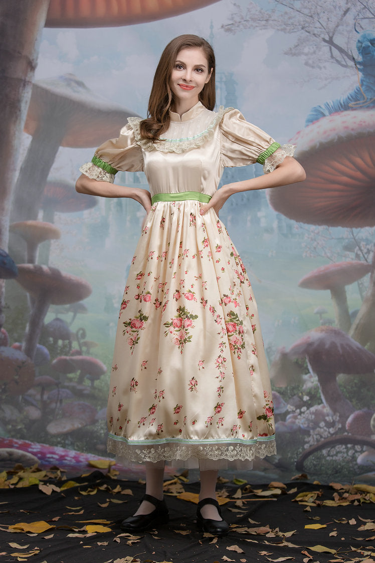 Halloween costume gorgeous Little Red Riding Hood floral long dress cosplay maid costume role-playing costume