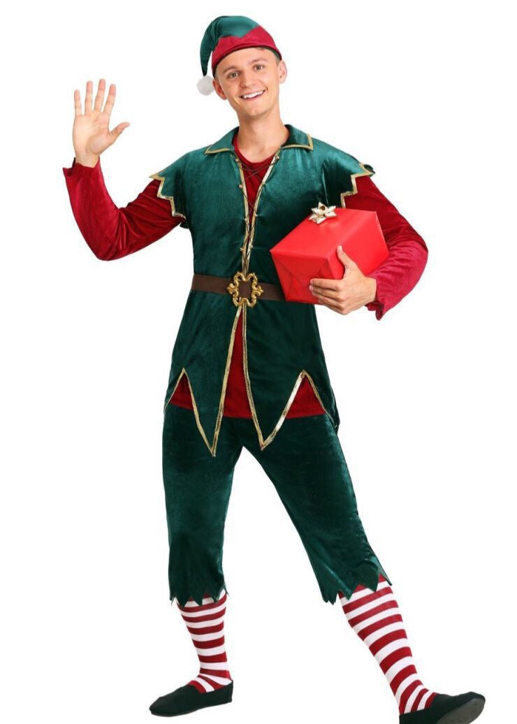 Christmas clown costume, Christmas green couple costume, Christmas costume, stage performance costume