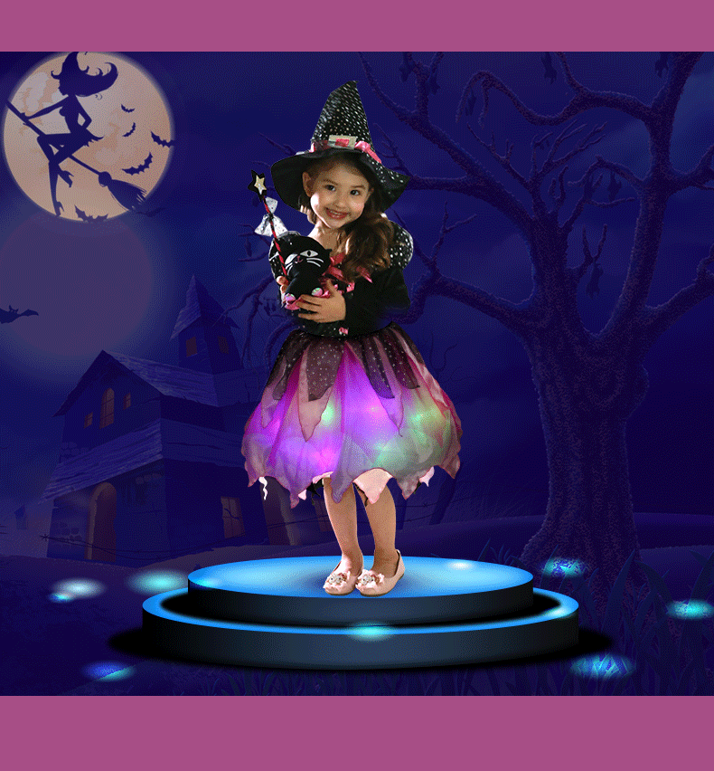 Halloween Children costume clothing with lights cosplay dress up masquerade costume Snowyprincess performance costume
