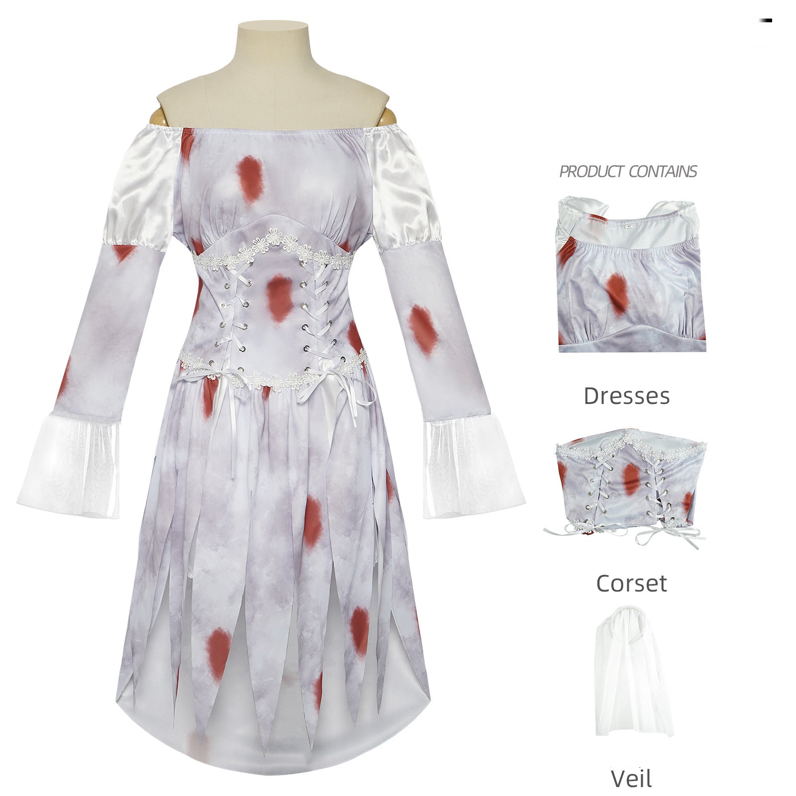 Halloween Cosplay Costume Ghost Bride Hell Goddess Women's Zombie Game Uniform Cosplay Stage Performance Costume