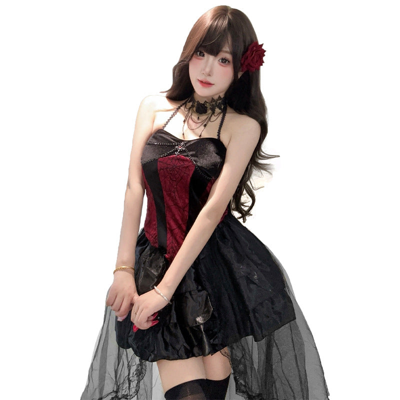 Gothic Cosplay Costume Halloween Queen Vampire Costume Dark Gothic Witch Role Play Costume