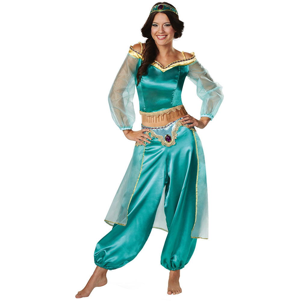 Halloween Costume Aladdin Jasmine Princess Dress Adult Cosplay Costume Role Play Stage Performance Dress