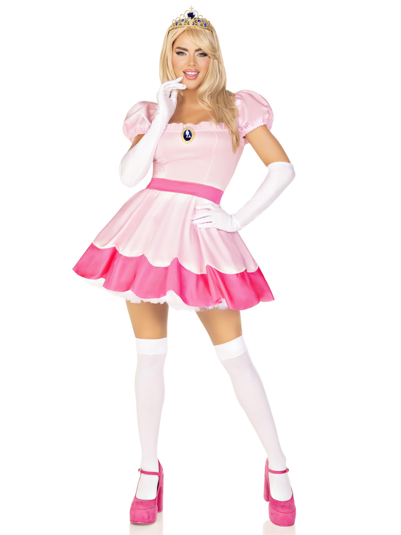 Princess Costume for Women - 3 Piece Jeweled Dress with Crown and Gloves