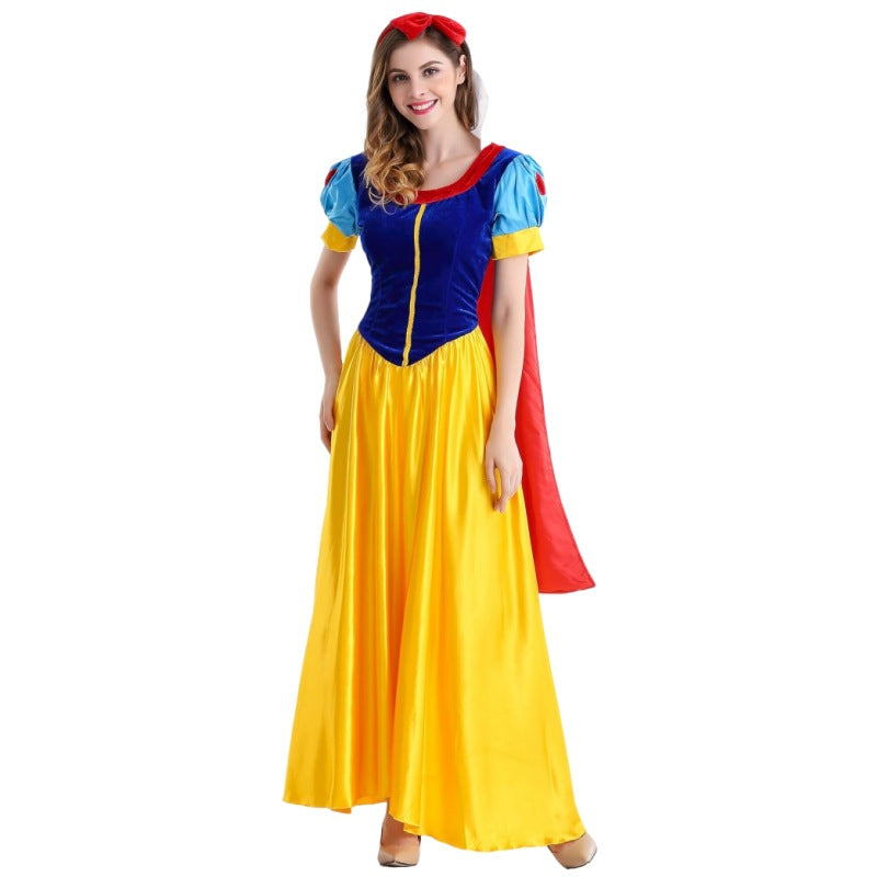 S-4XL Large Size Halloween Cosplay Costume Adult Snow White Dress Fairy Tale Stage Costume