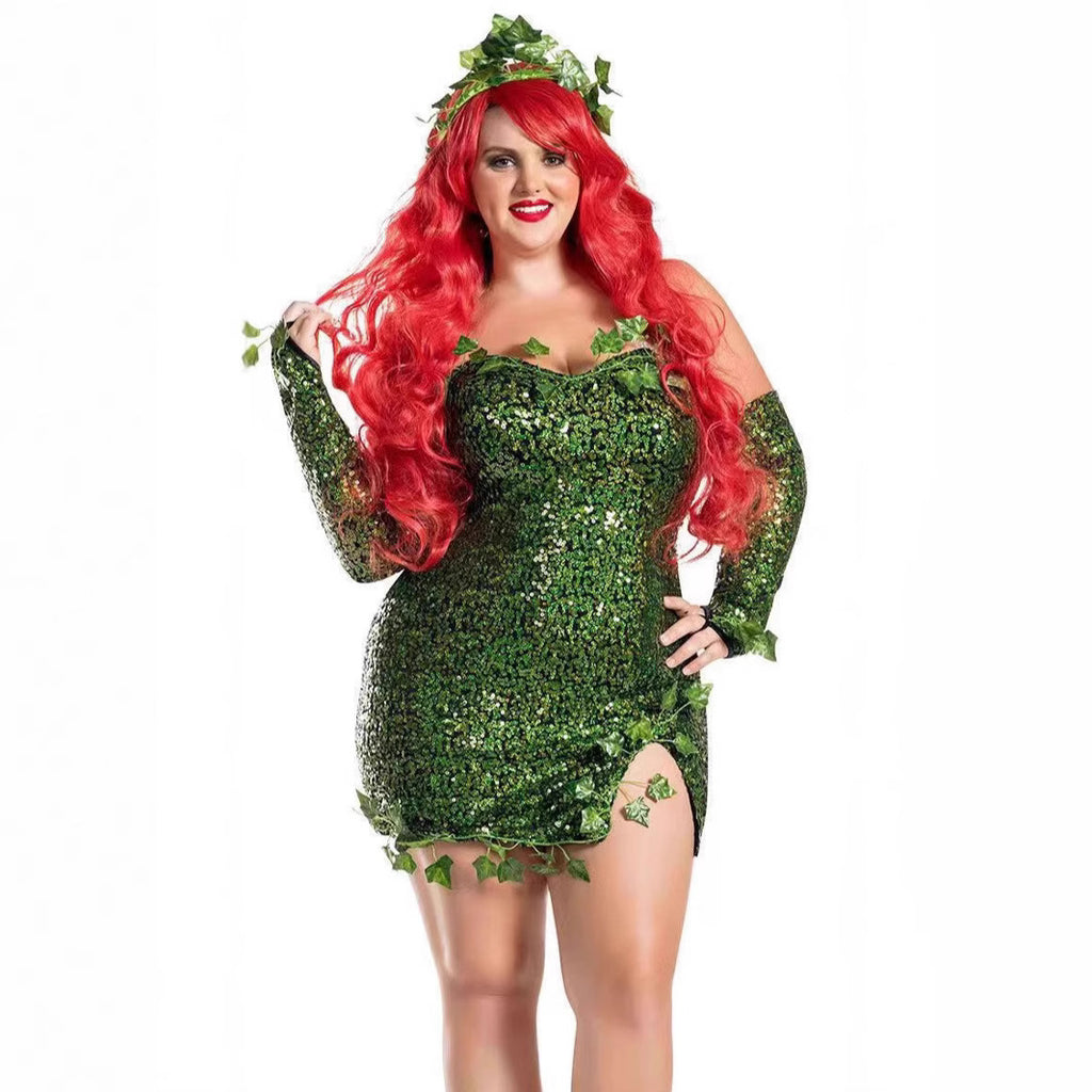Leaf Sequined Sexy Dance Costume Dress