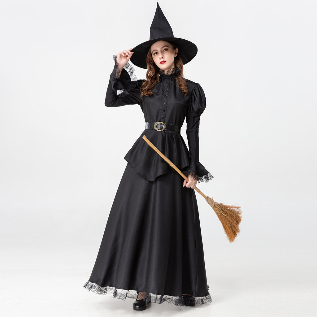 Halloween Cosplay Costume for Women Black Witch Outfit Adult Female Witch Costume Set
