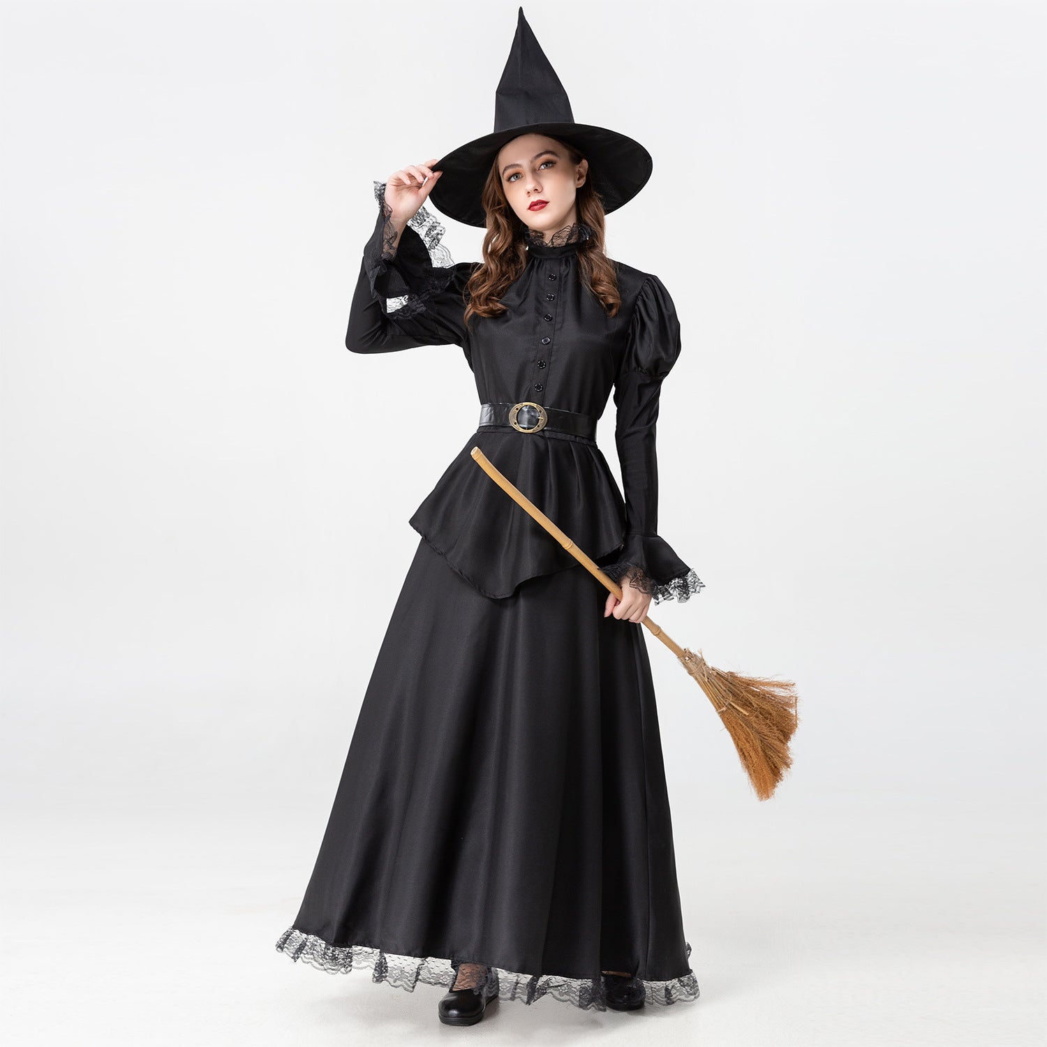 Halloween Cosplay Costume for Women Black Witch Outfit Adult Female Witch Costume Set