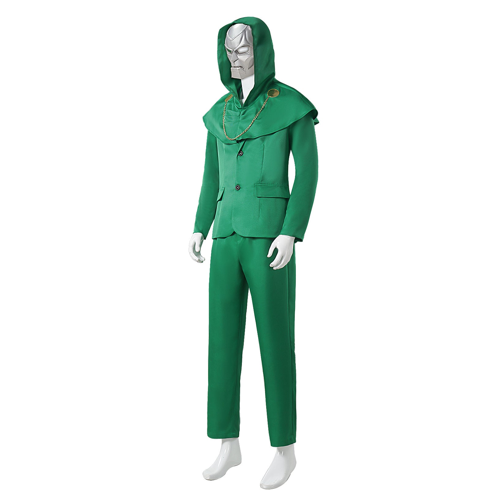 Avengers 5 Cos Doctor Doom Green Hooded Cape Cosplay Marvel Movie Halloween Costume